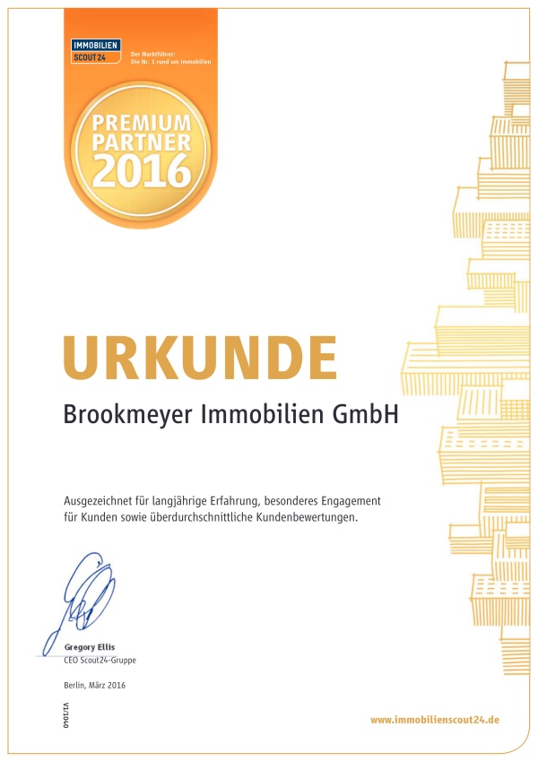 ImmobilienScout Urkunde PremiumPartner 600x849